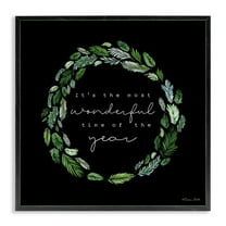 Stupell Industries Minimal Holiday Wreath Holiday Painting Black Framed Art Prints Wall Art, 12 x 12