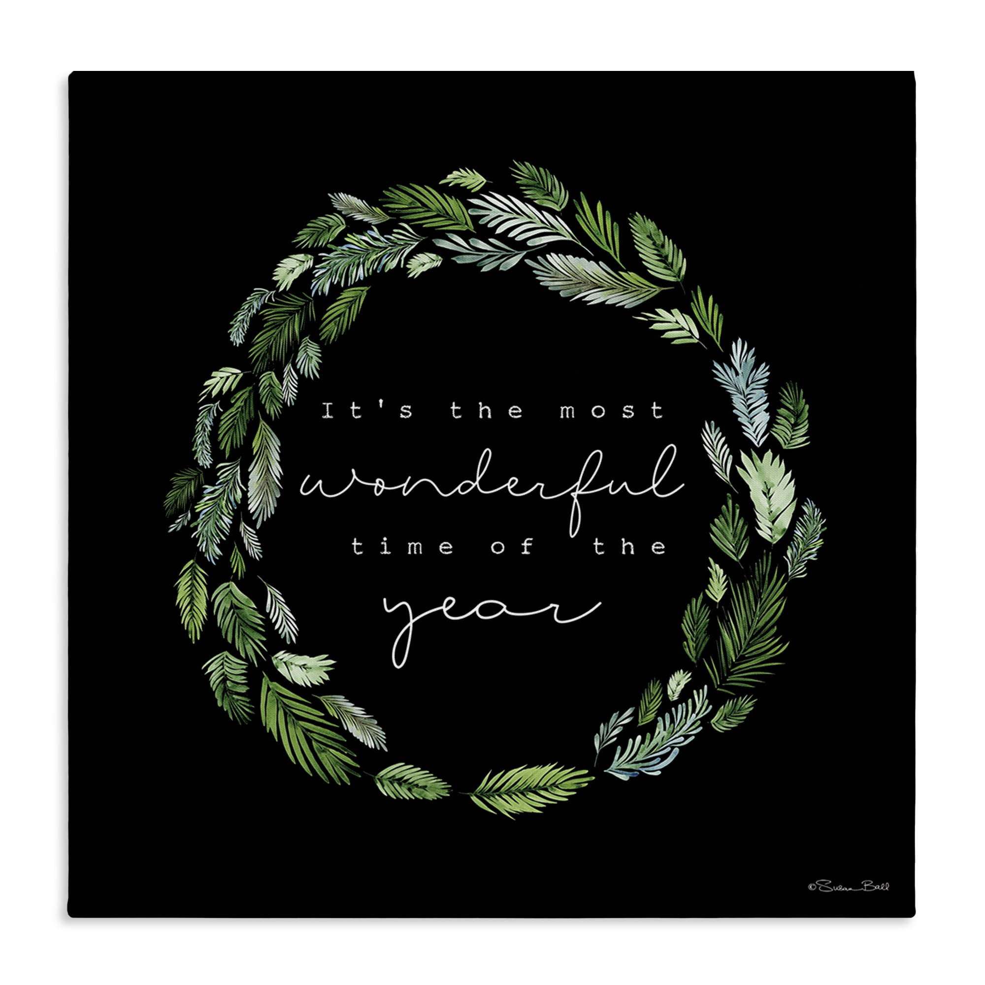 Stupell Industries Minimal Holiday Wreath Holiday Painting Gallery Wrapped Canvas Art Prints Wall Art, 30 x 30
