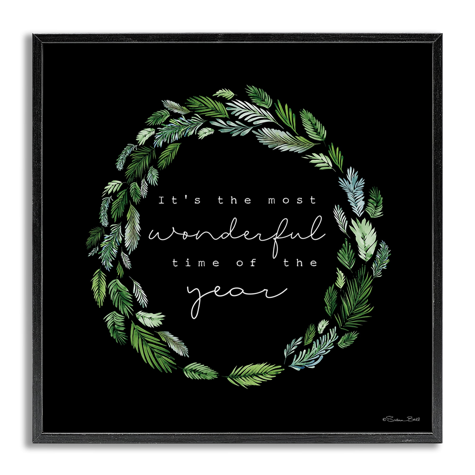 Stupell Industries Minimal Holiday Wreath Holiday Painting Gray Framed Art Prints Wall Art, 24 x 24