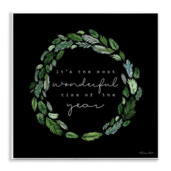 Stupell Industries Minimal Holiday Wreath Holiday Painting Unframed Art Prints Wall Art, 12 x 12