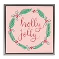 thumbnail image 1 of Stupell Industries Minimal Holly Jolly Wreath Quotes and Sayings Painting Gray Floater Framed Canvas Art Print Wall Art, 18 x 18, 1 of 9