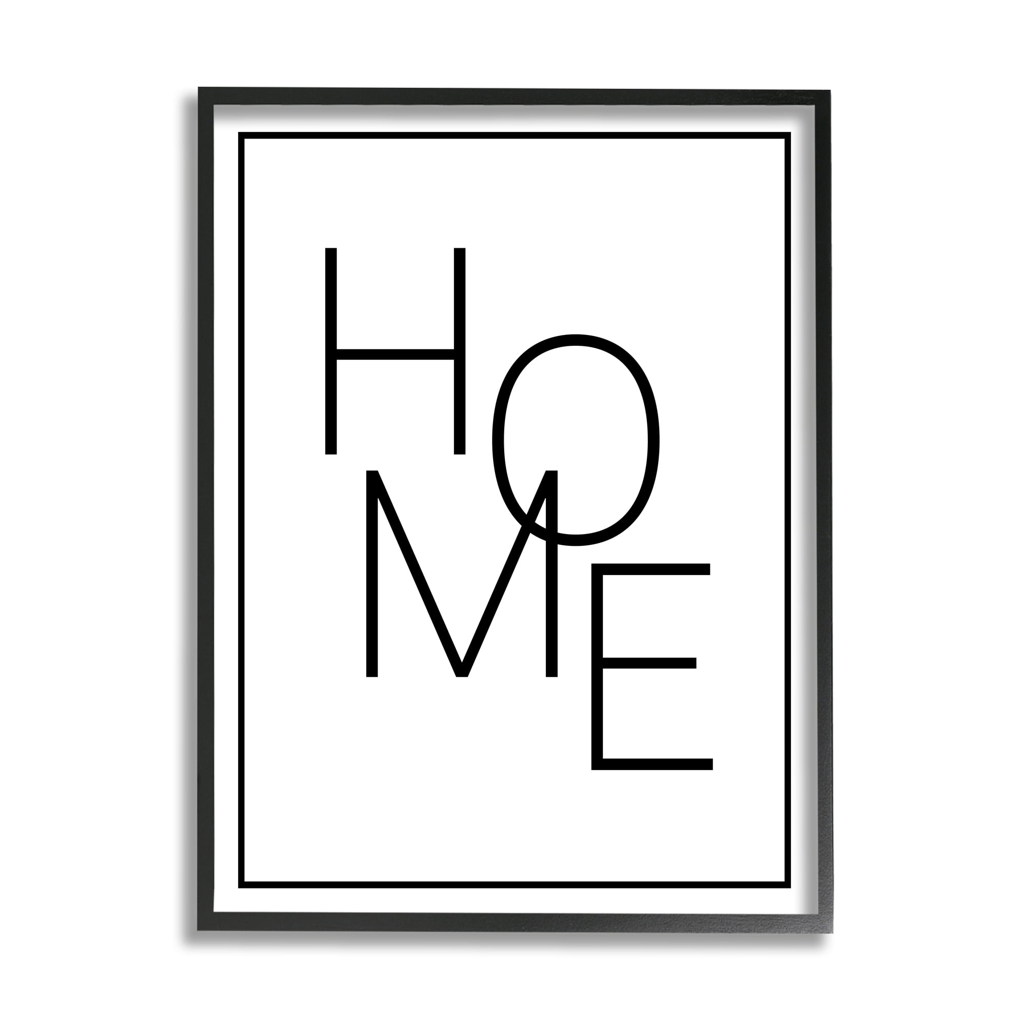 Stupell Industries Minimal Home Phrase Inspirational Painting Black Framed Art Print Wall Art, 16 x 20
