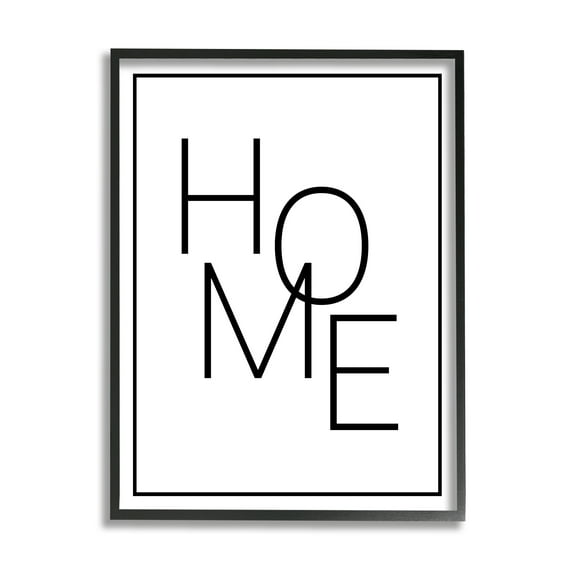 Stupell Industries Minimal Home Phrase Inspirational Painting Black Framed Art Print Wall Art, 24 x 30