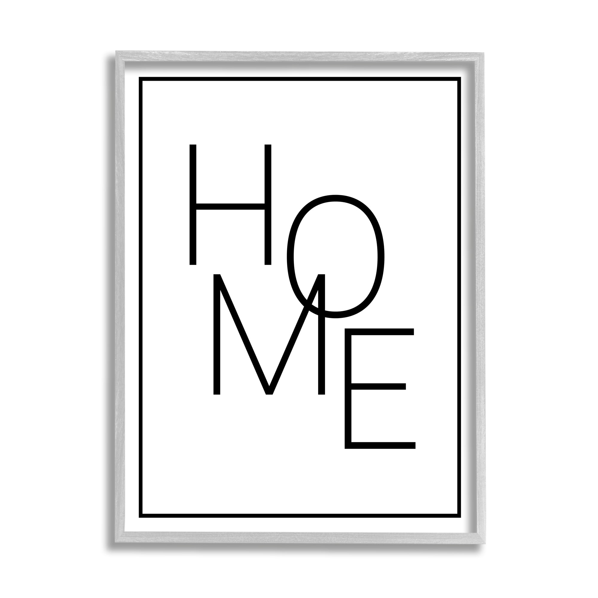 Stupell Industries Minimal Home Phrase Inspirational Painting Gray Framed Art Print Wall Art, 16 x 20