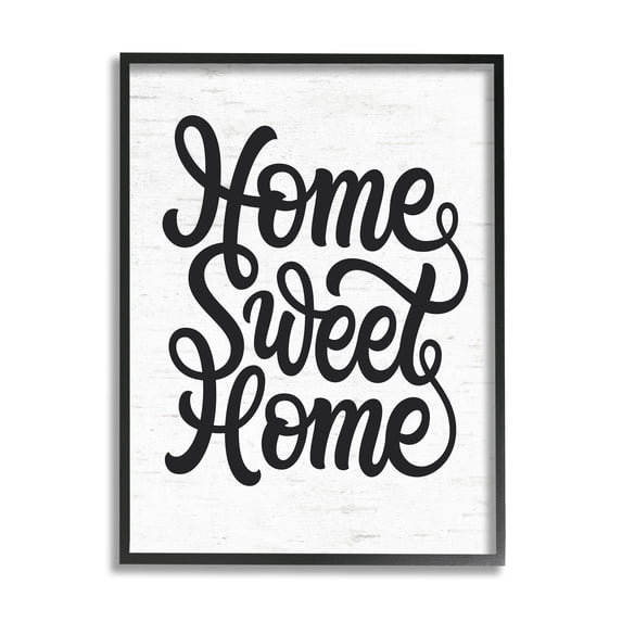 Stupell Industries Minimal Home Sweet Home Typography Light Worn Pattern Inspirational Painting Black Framed Art Print Wall Art, 16 x 20
