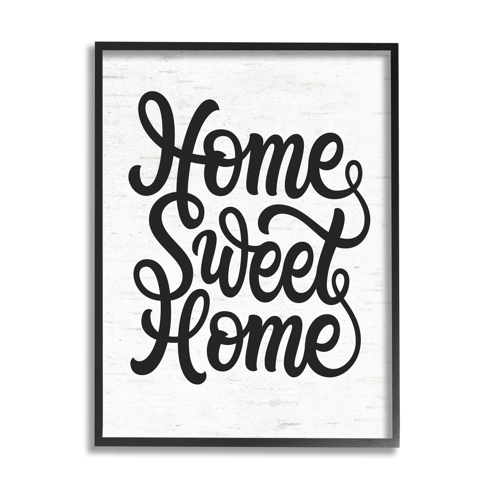 Stupell Industries Minimal Home Sweet Home Typography Light Worn Pattern Inspirational Painting Black Framed Art Print Wall Art, 24 x 30