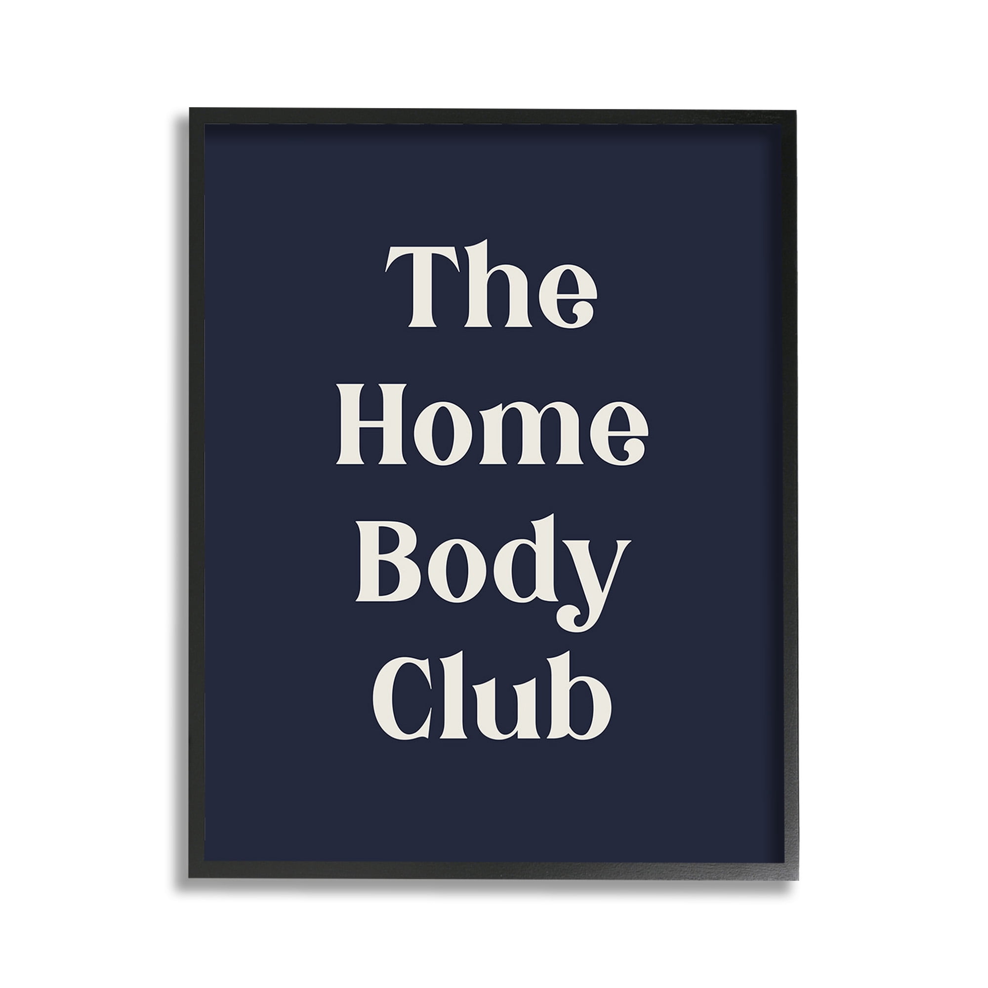 Stupell Industries Minimal Homebody Club Typography Painting Black Framed Art Print Wall Art, 11 x 14