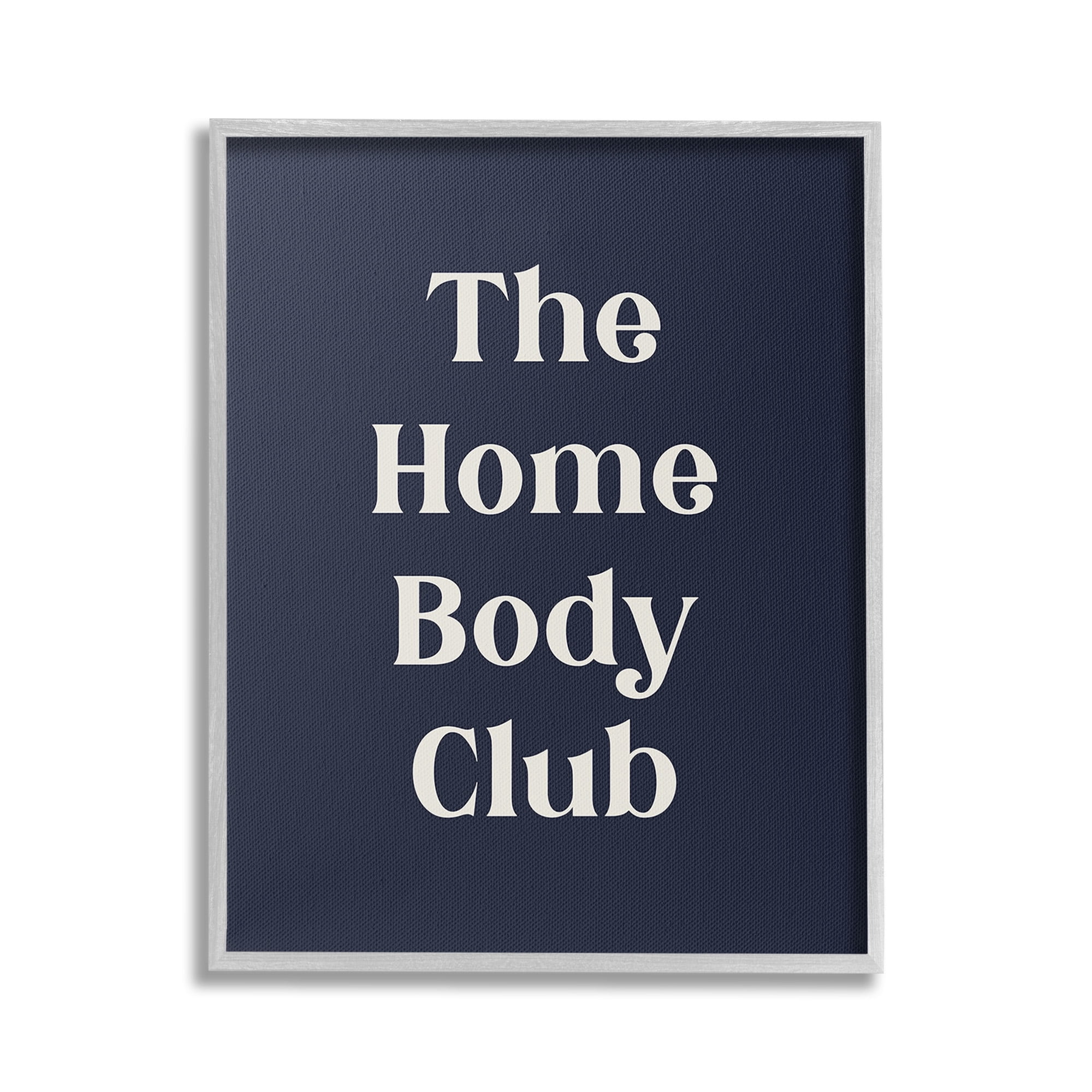 Stupell Industries Minimal Homebody Club Typography Painting Gray Framed Art Print Wall Art, 16 x 20