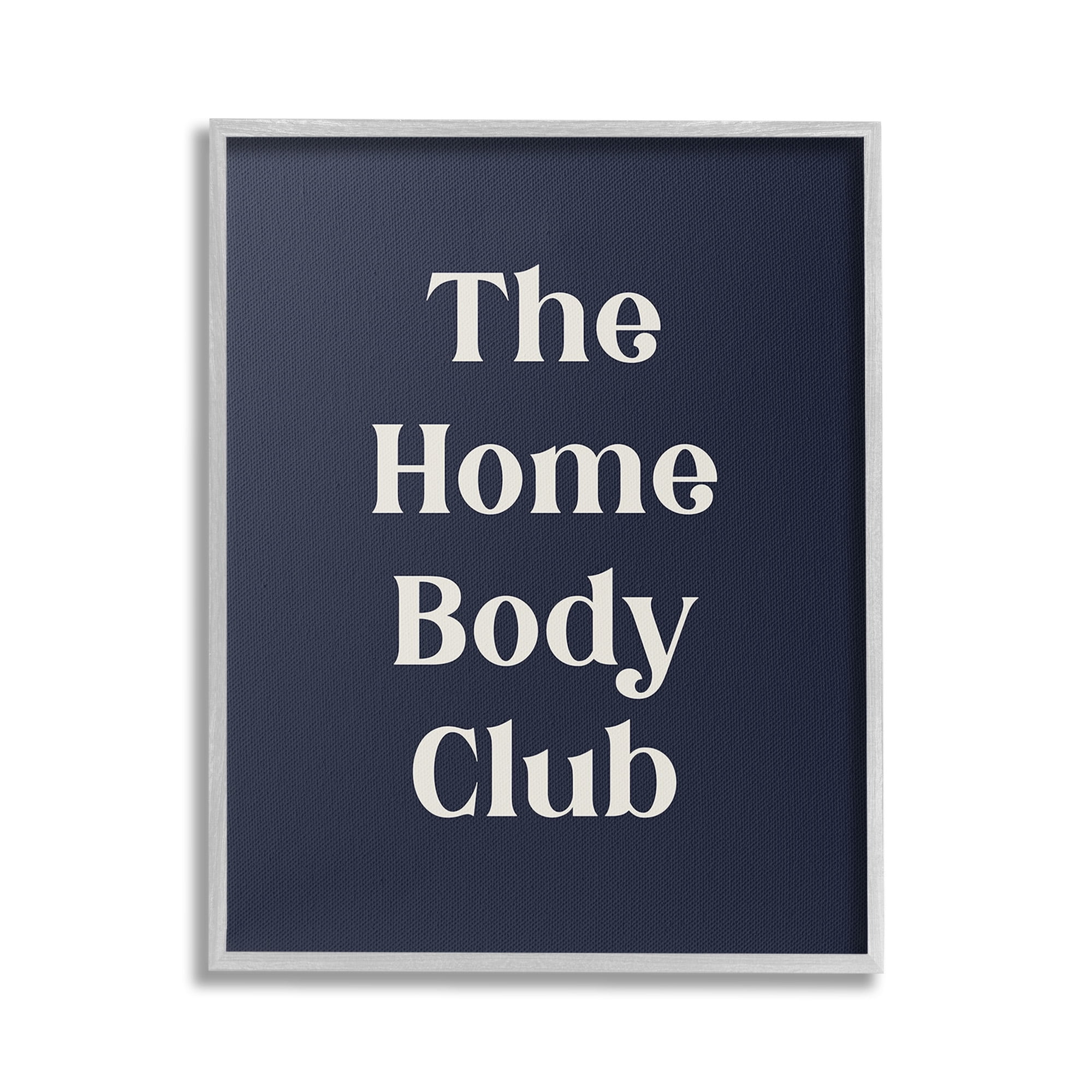Stupell Industries Minimal Homebody Club Typography Painting Gray Framed Art Print Wall Art, 24 x 30