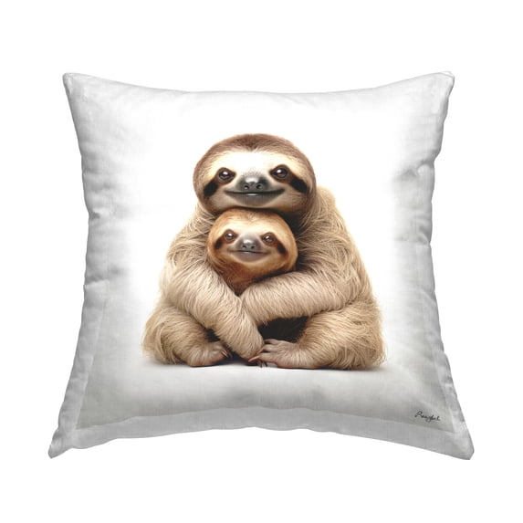 Stupell Industries Minimal Hugging Sloths Decorative Printed Throw Pillow, 18 x 18