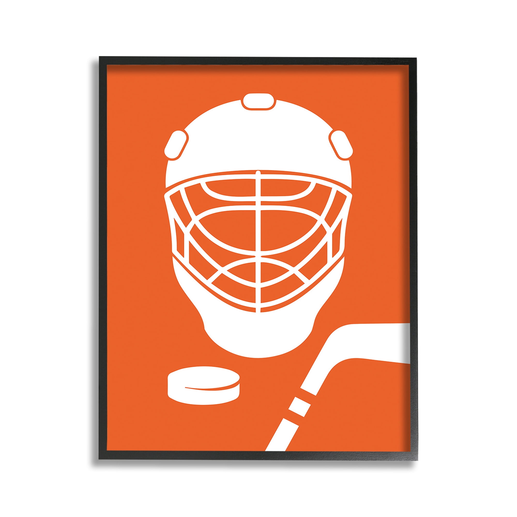 Stupell Industries Minimal Ice Hockey Gear Sports Painting Black Framed Art Print Wall Art, 11 x 14