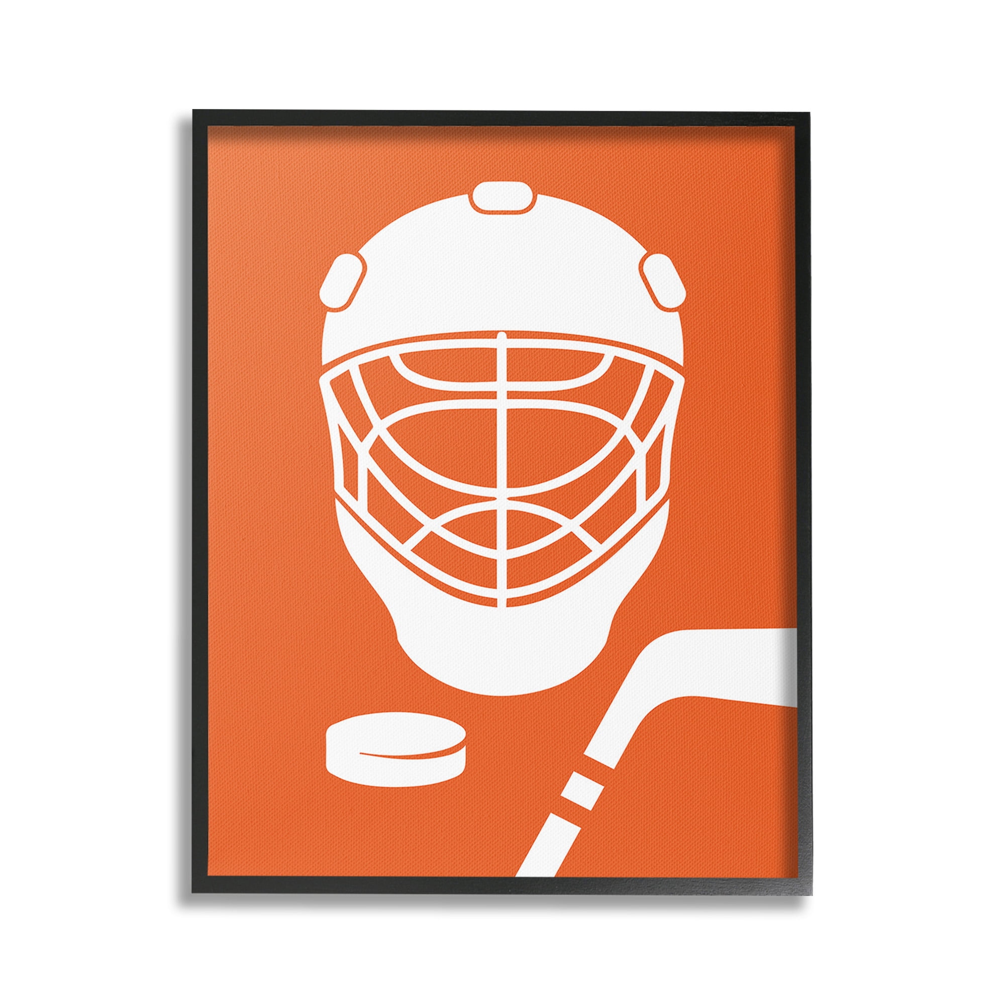Stupell Industries Minimal Ice Hockey Gear Sports Painting Black Framed Art Print Wall Art, 16 x 20