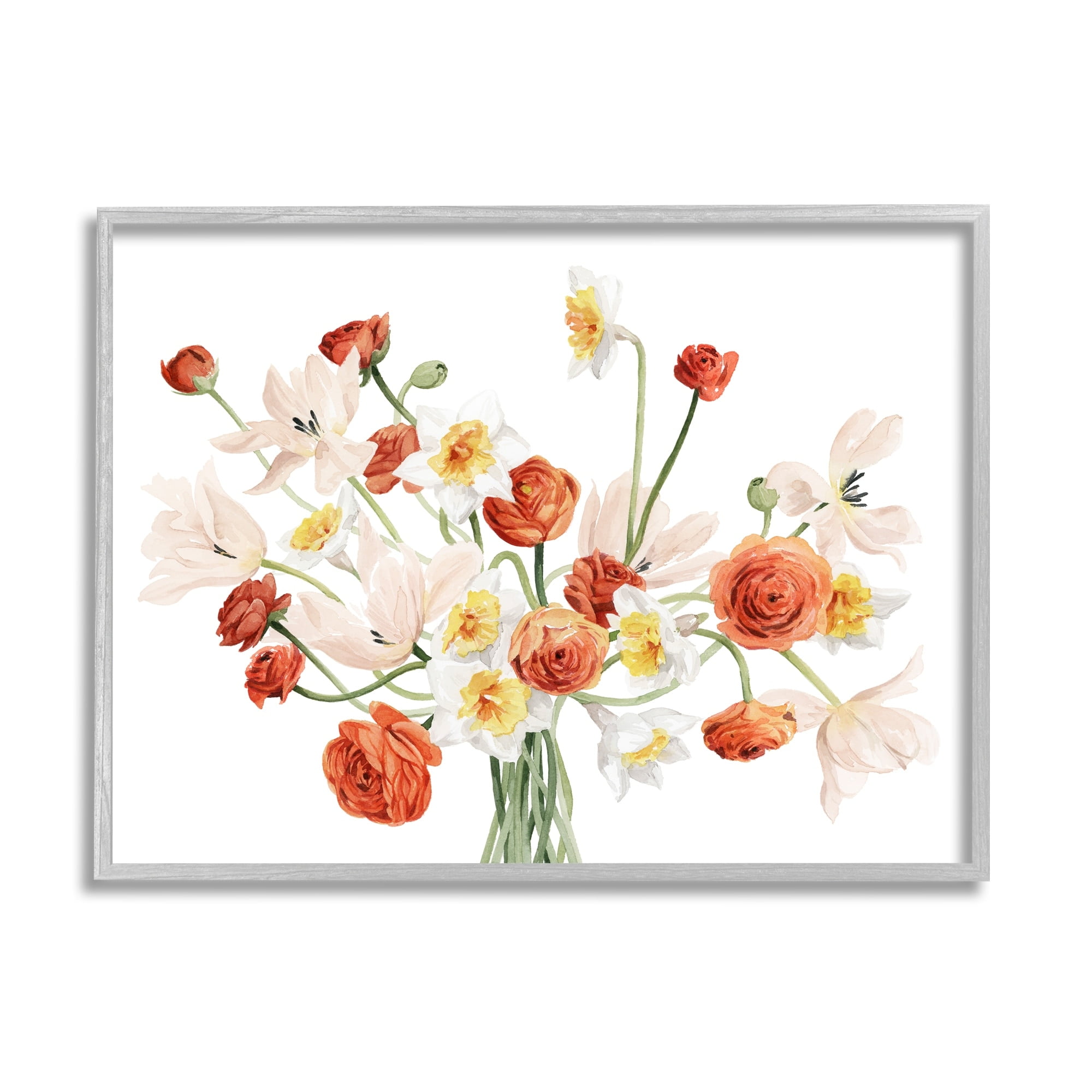 Stupell Industries Minimal Intertwining Orange White Flower Bouquet , 20 x 16, Design by Grace Popp