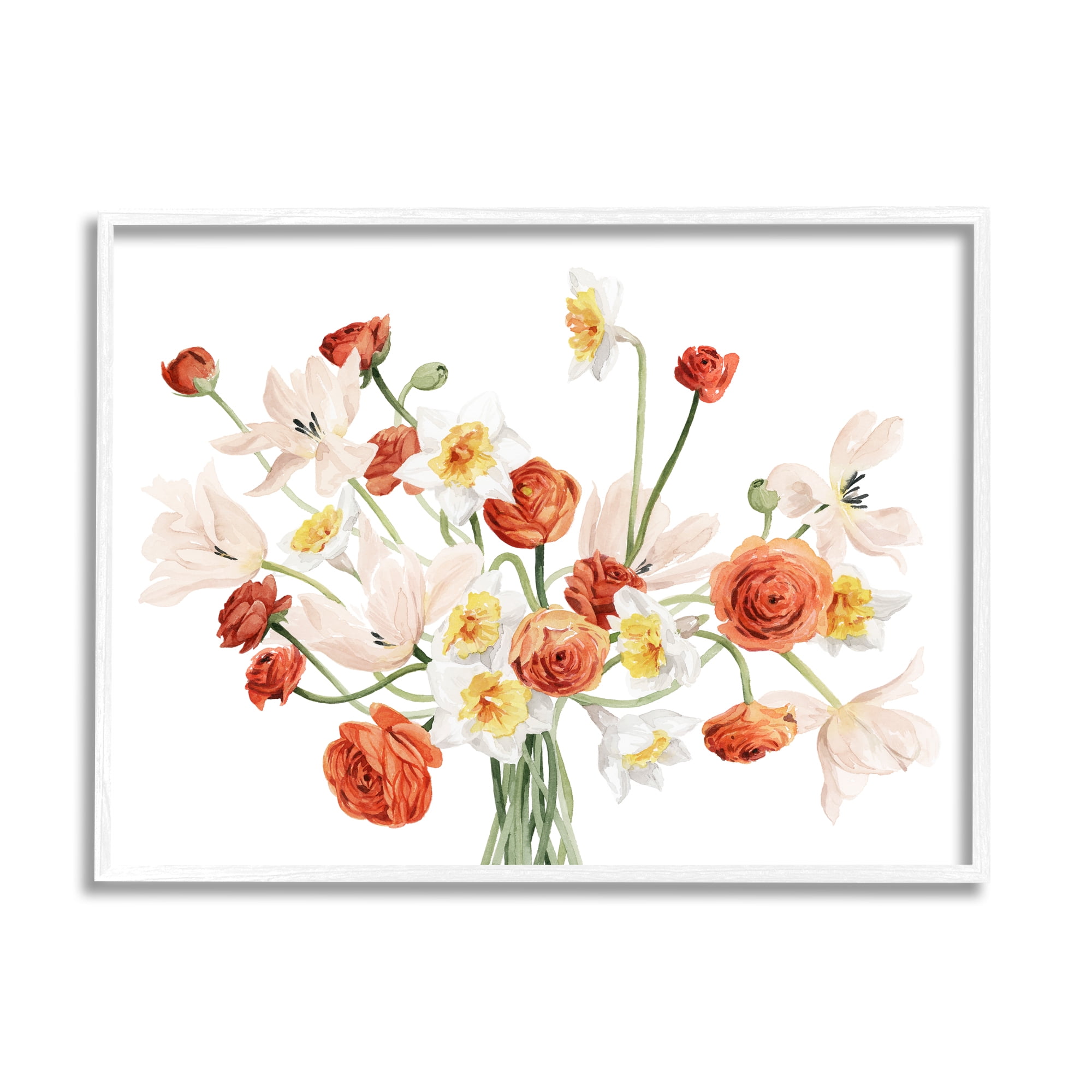 Stupell Industries Minimal Intertwining Orange White Flower Bouquet , 20 x 16, Design by Grace Popp