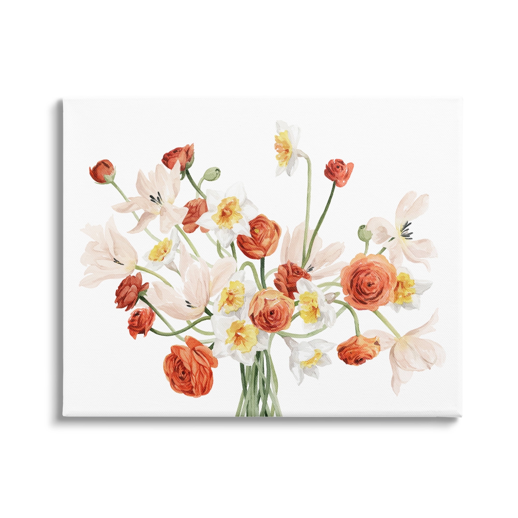 Stupell Industries Minimal Intertwining Orange White Flower Bouquet , 40 x 30, Design by Grace Popp