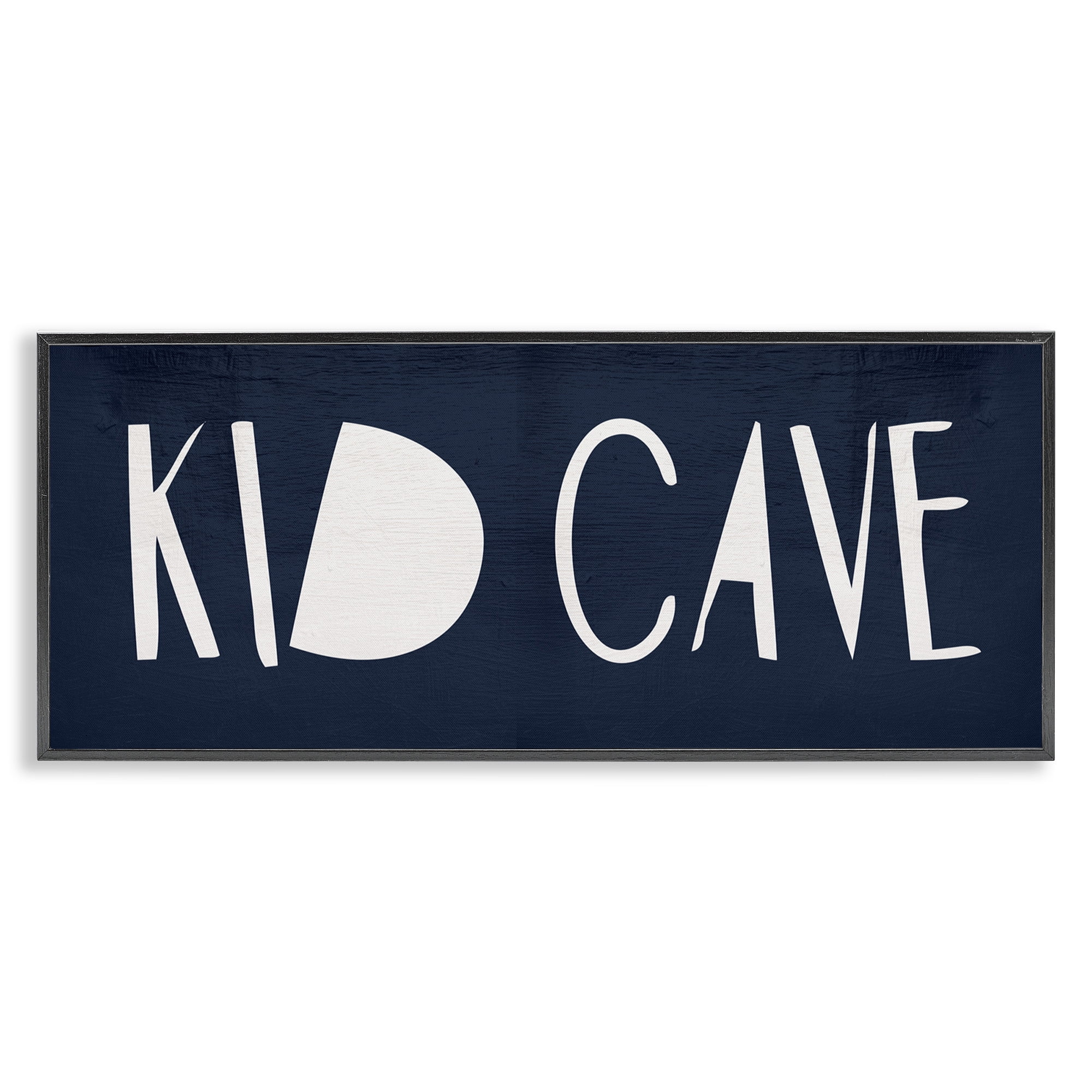 Stupell Industries Minimal Kid Cave Sign Typography Painting Black Framed Art Print Wall Art, 30 x 13
