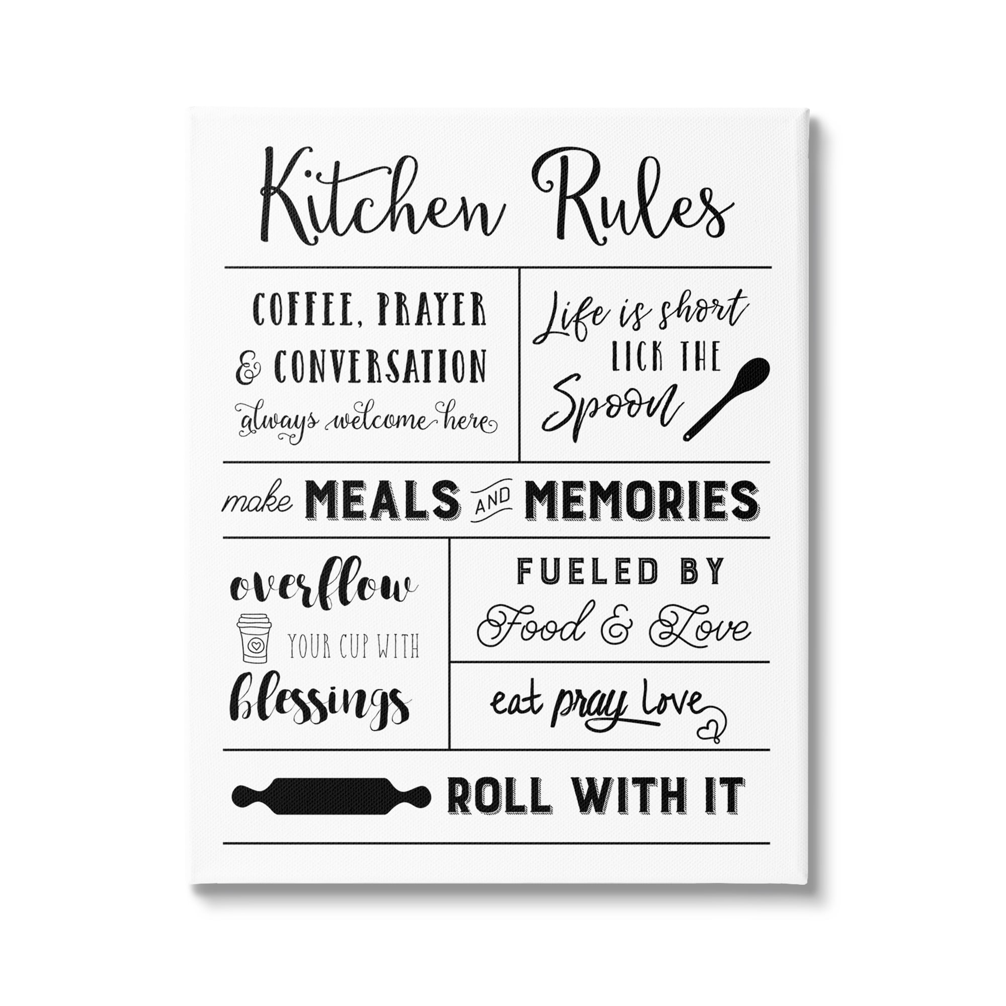 Stupell Industries Minimal Kitchen Rules Chart Food & Beverage Painting Gallery Wrapped Canvas Art Print Wall Art, 16 x 20