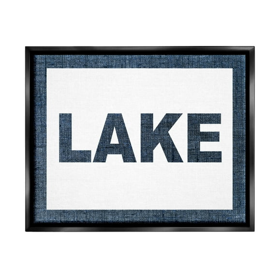 Stupell Industries Minimal Lake Phrase Typography Painting Black Floater Framed Canvas Art Print Wall Art, 21 x 17