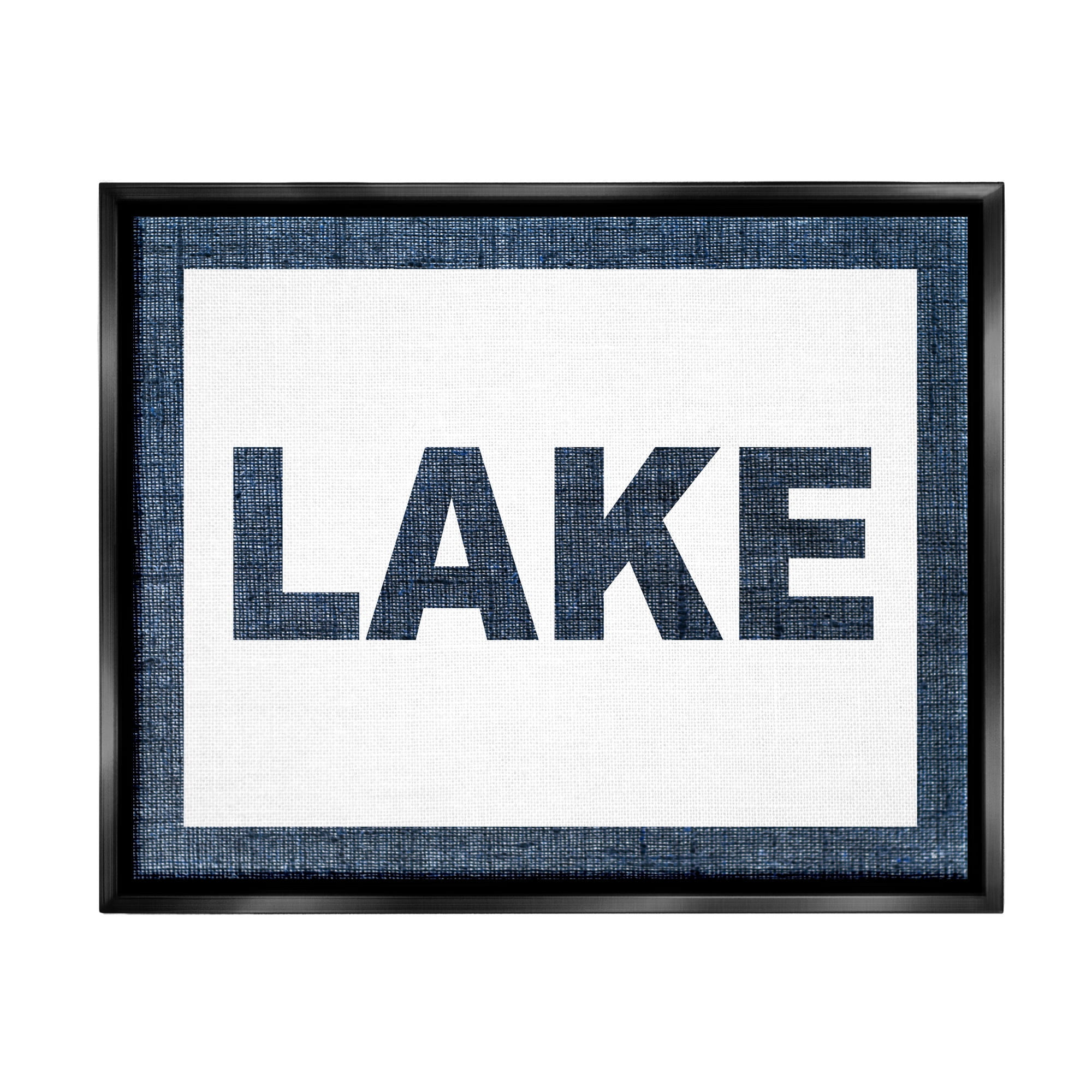 Stupell Industries Minimal Lake Phrase Typography Painting Black Floater Framed Canvas Art Print Wall Art, 31 x 25