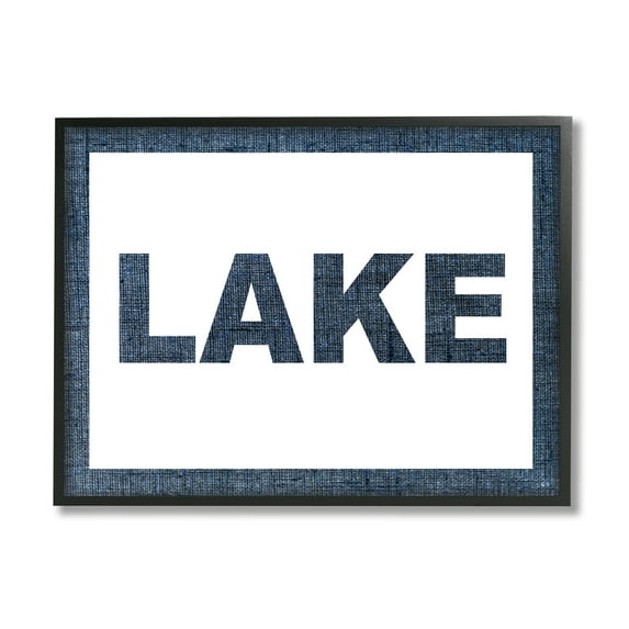 Stupell Industries Minimal Lake Phrase Typography Painting Black Framed Art Print Wall Art, 20 x 16