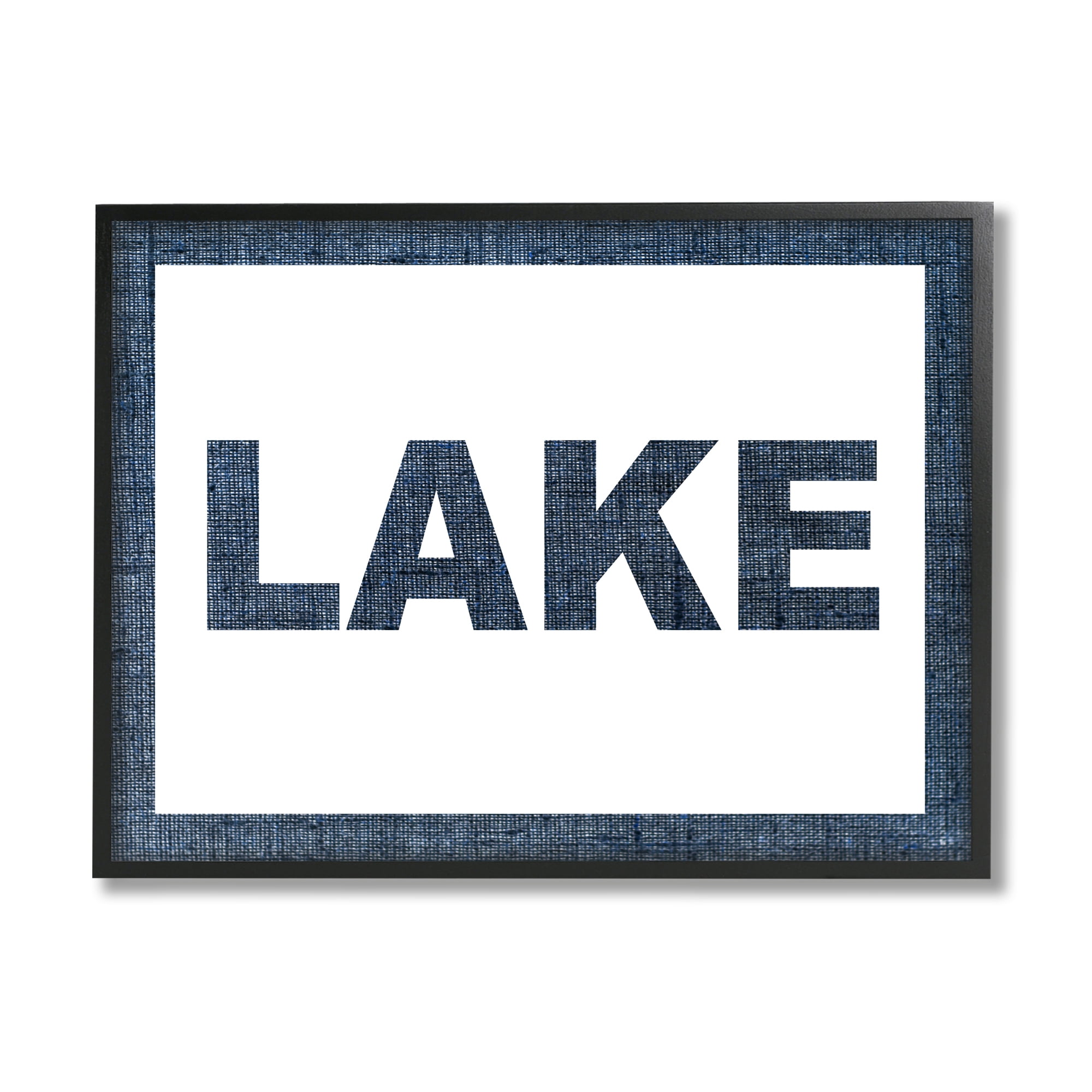 Stupell Industries Minimal Lake Phrase Typography Painting Black Framed Art Print Wall Art, 30 x 24
