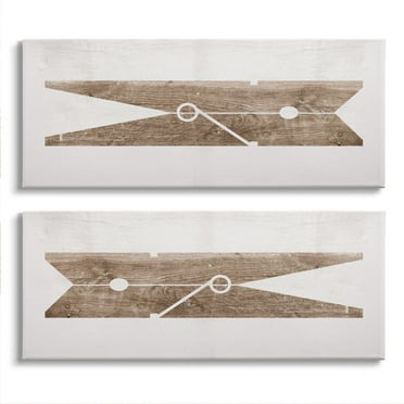 Stupell Industries Minimal Laundry Clothespins Brown White Design Designed by Daphne Polselli