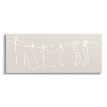 Stupell Industries Minimal Laundry Doodle Abstract Painting Gallery Wrapped Canvas Art Print Wall Art, 24 x 10