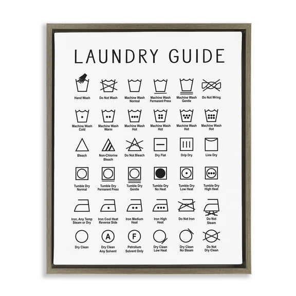 Stupell Industries Minimal Laundry Guide Chart Abstract Painting Brown Floater Framed Canvas Art Print Wall Art, 25 x 31
