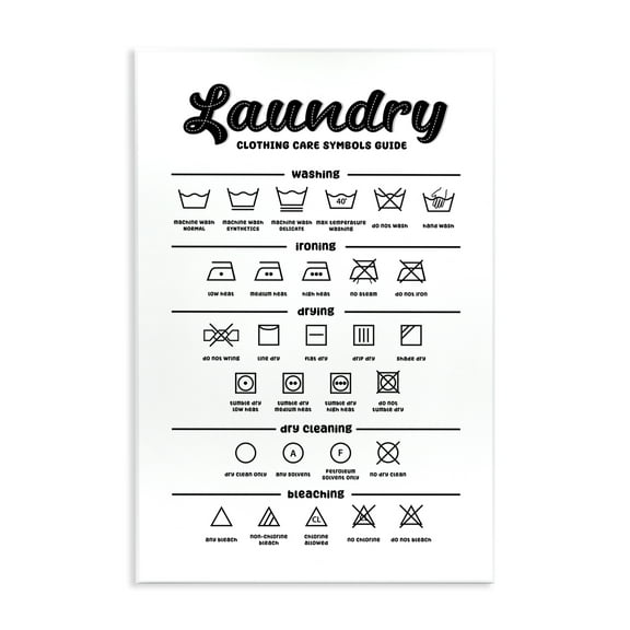 Minimal Laundry Symbols Guide Wall Plaque Art, 13 x 19, Made In USA