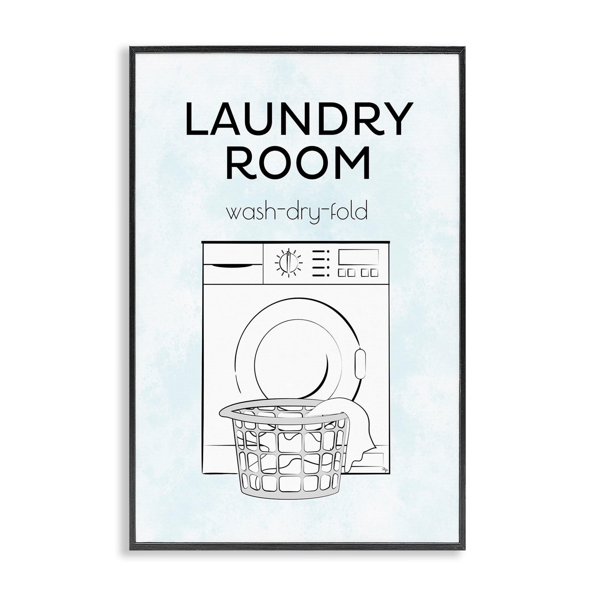 Stupell Industries Minimal Laundry Wash Dry Fold Bath & Laundry Painting Black Framed Art Print Wall Art, 16 x 24