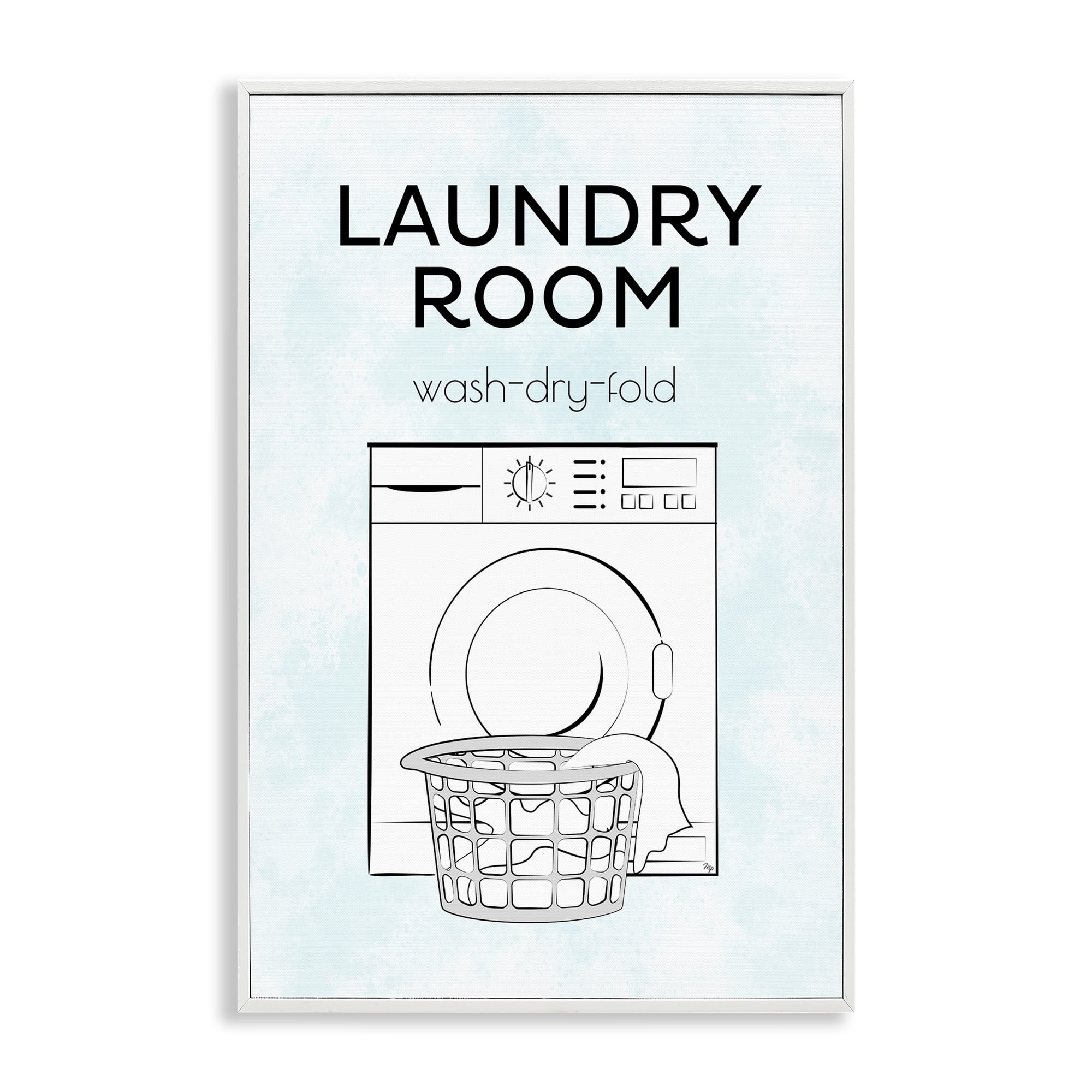 Stupell Industries Minimal Laundry Wash Dry Fold Bath & Laundry Painting White Framed Art Print Wall Art, 20 x 30