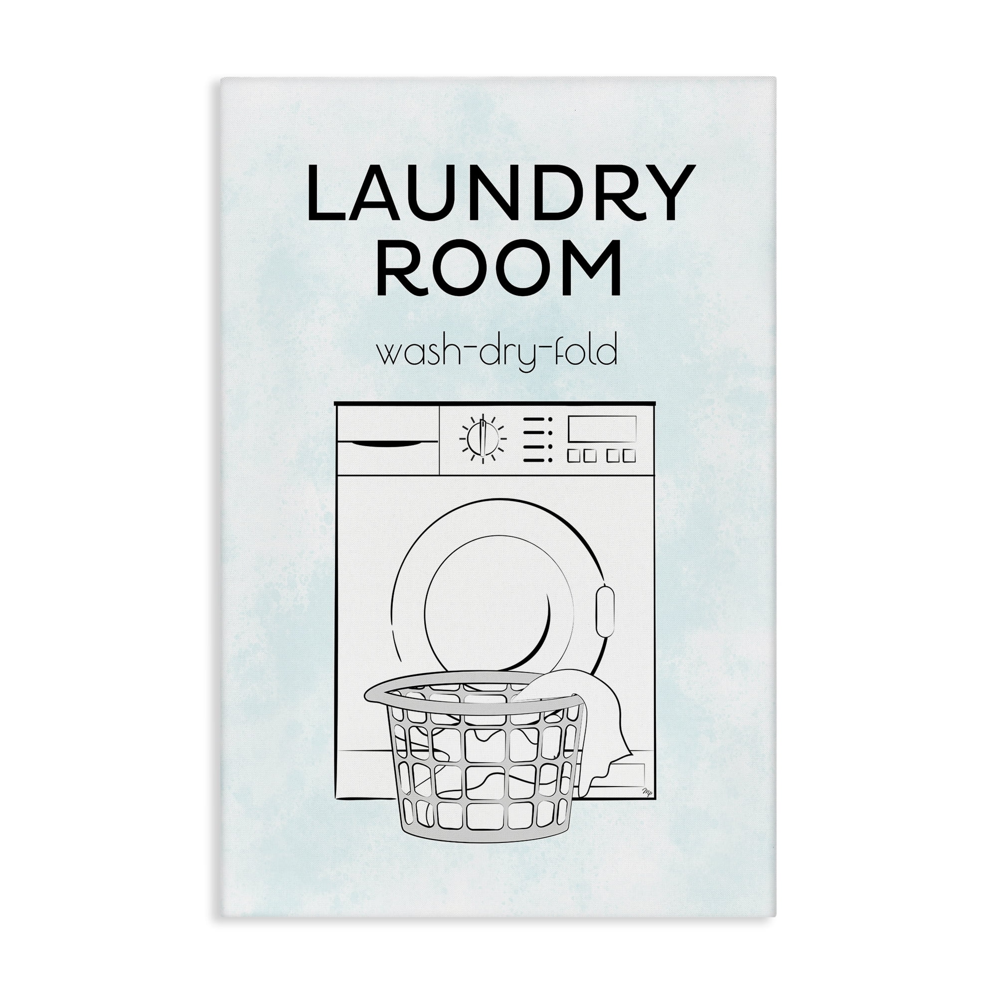Stupell Industries Minimal Laundry Wash Dry Fold Bath & Laundry Painting Wrapped Canvas Art Print Wall Art, 24 x 36