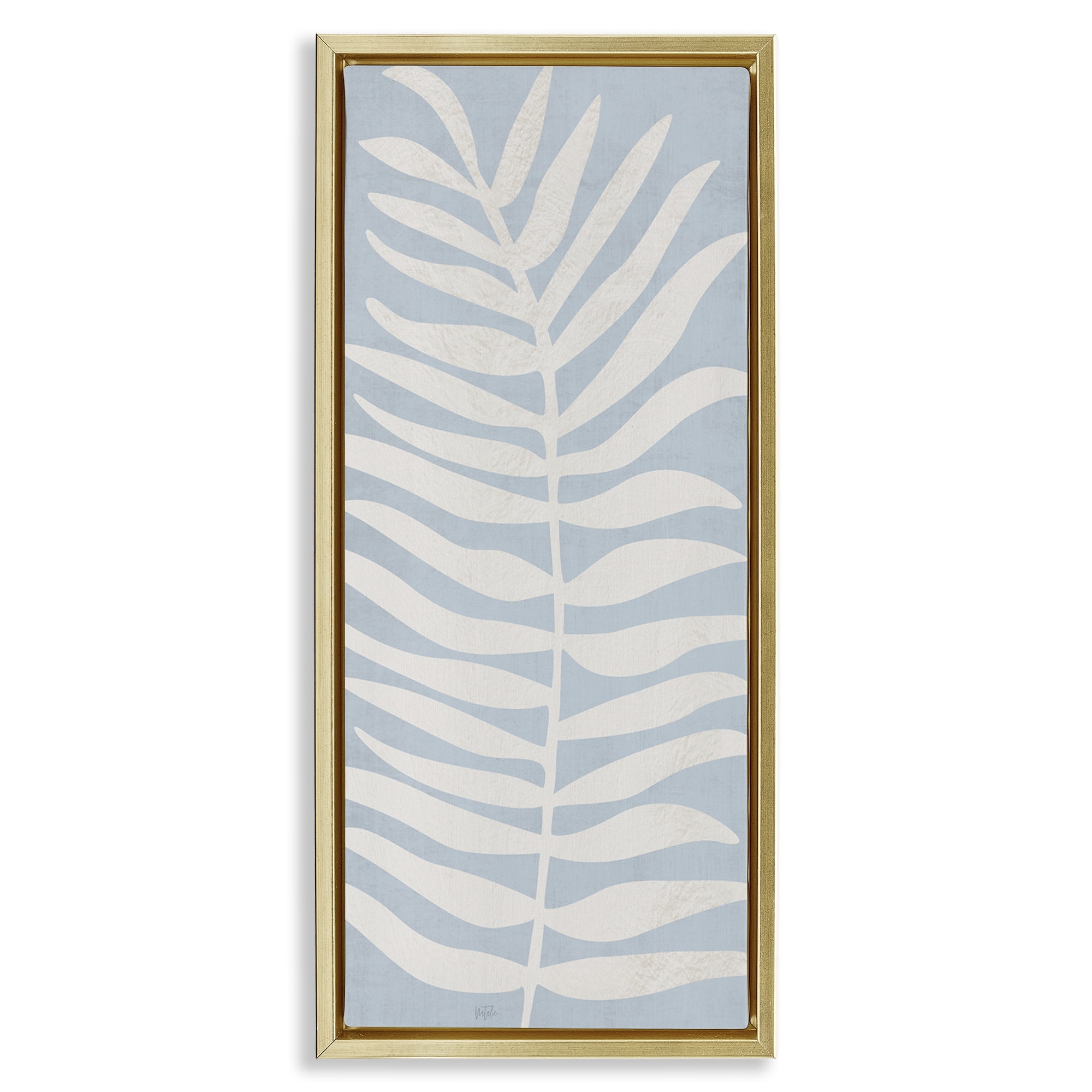 Stupell Industries Minimal Leaf Silhouette Gold Framed Floater Canvas Wall Art, design by Natalie Carpentieri