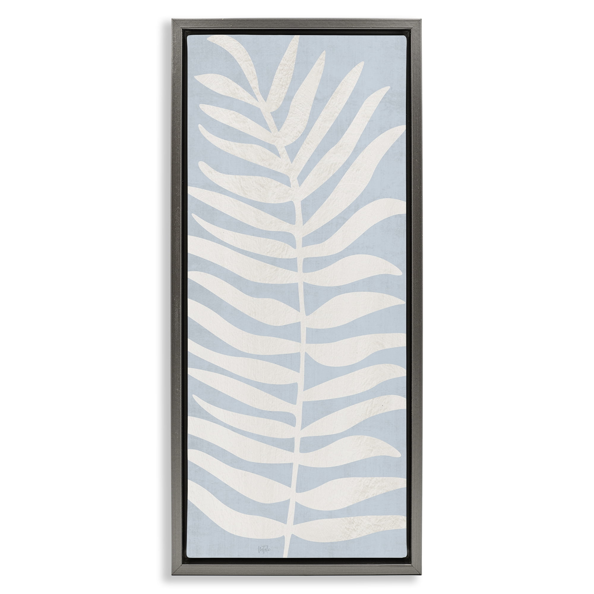 Stupell Industries Minimal Leaf Silhouette Gray Framed Floater Canvas Wall Art, design by Natalie Carpentieri