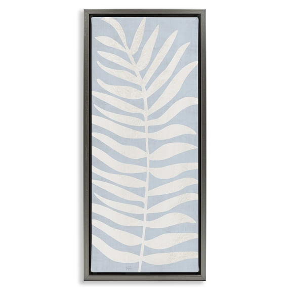 Stupell Industries Modern Minimal Leaf Silhouette Gray Floating Frame Canvas Art, 14 x 31, by Natalie Carpentieri