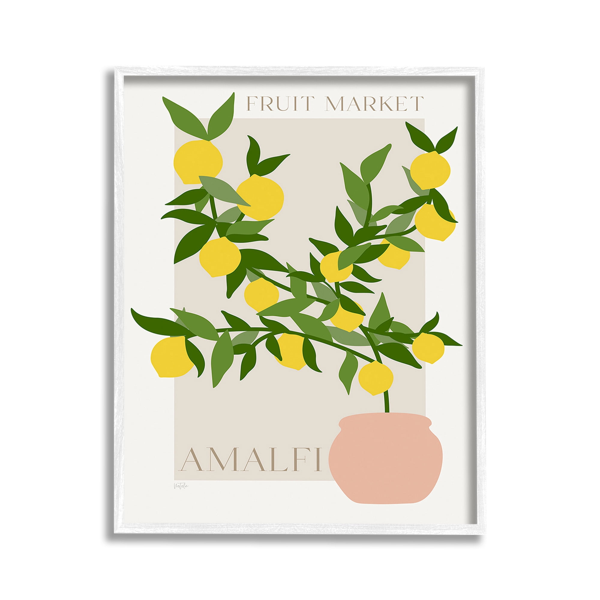 Stupell Industries Minimal Lemon Branch Food & Beverage Painting White Framed Art Print Wall Art, 11 x 14
