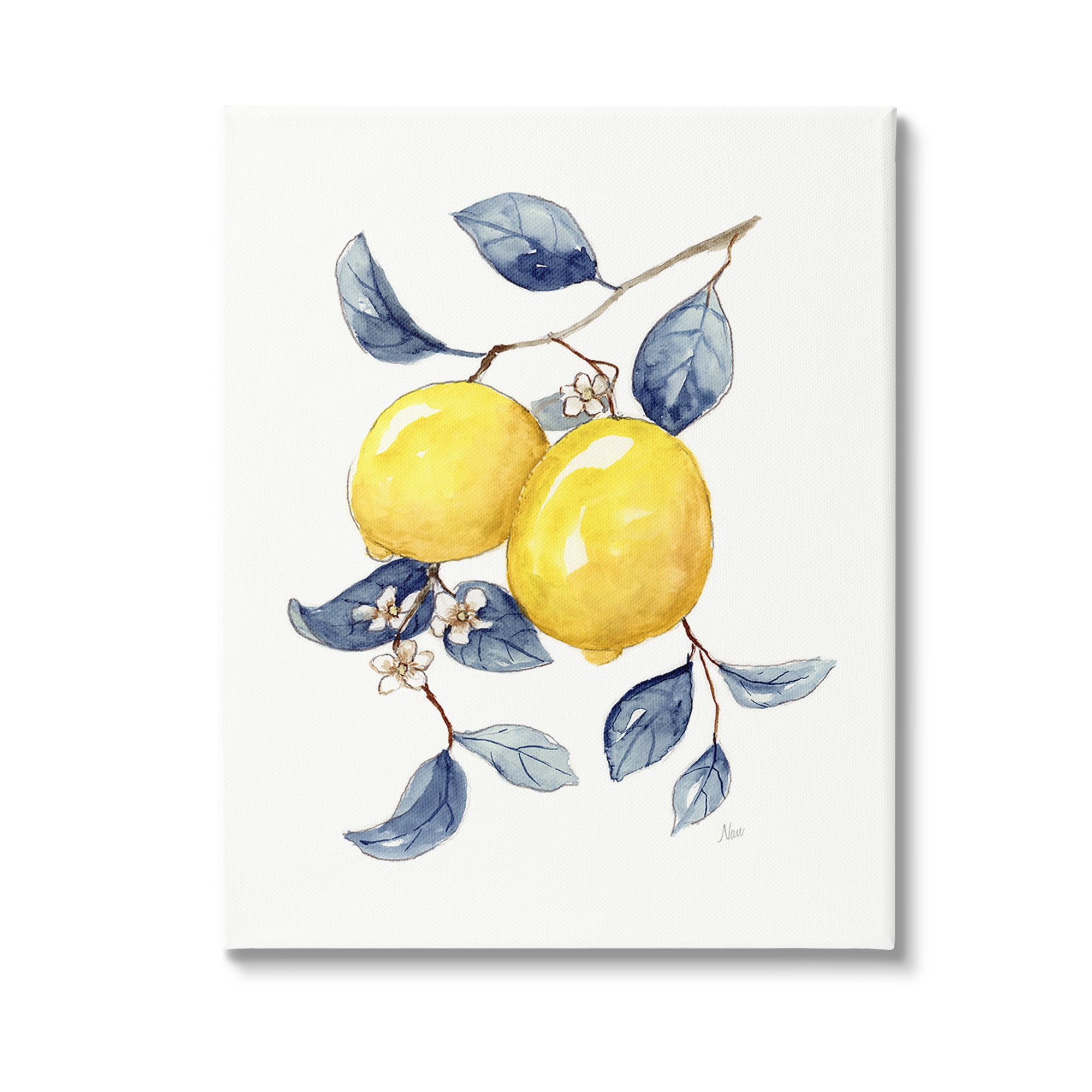 Stupell Industries Minimal Lemon Fruits Food & Beverage Painting Gallery Wrapped Canvas Art Print Wall Art, 36 x 48