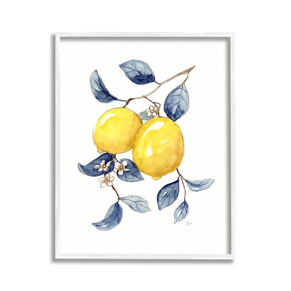 Stupell Industries Minimal Lemon Fruits Food & Beverage Painting White Framed Art Print Wall Art, 11 x 14