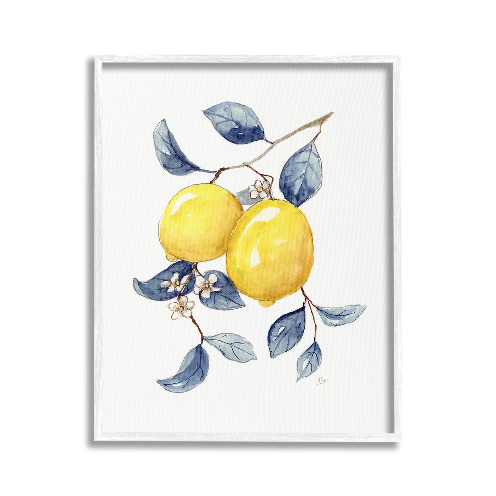 Stupell Industries Minimal Lemon Fruits Food & Beverage Painting White Framed Art Print Wall Art, 24 x 30