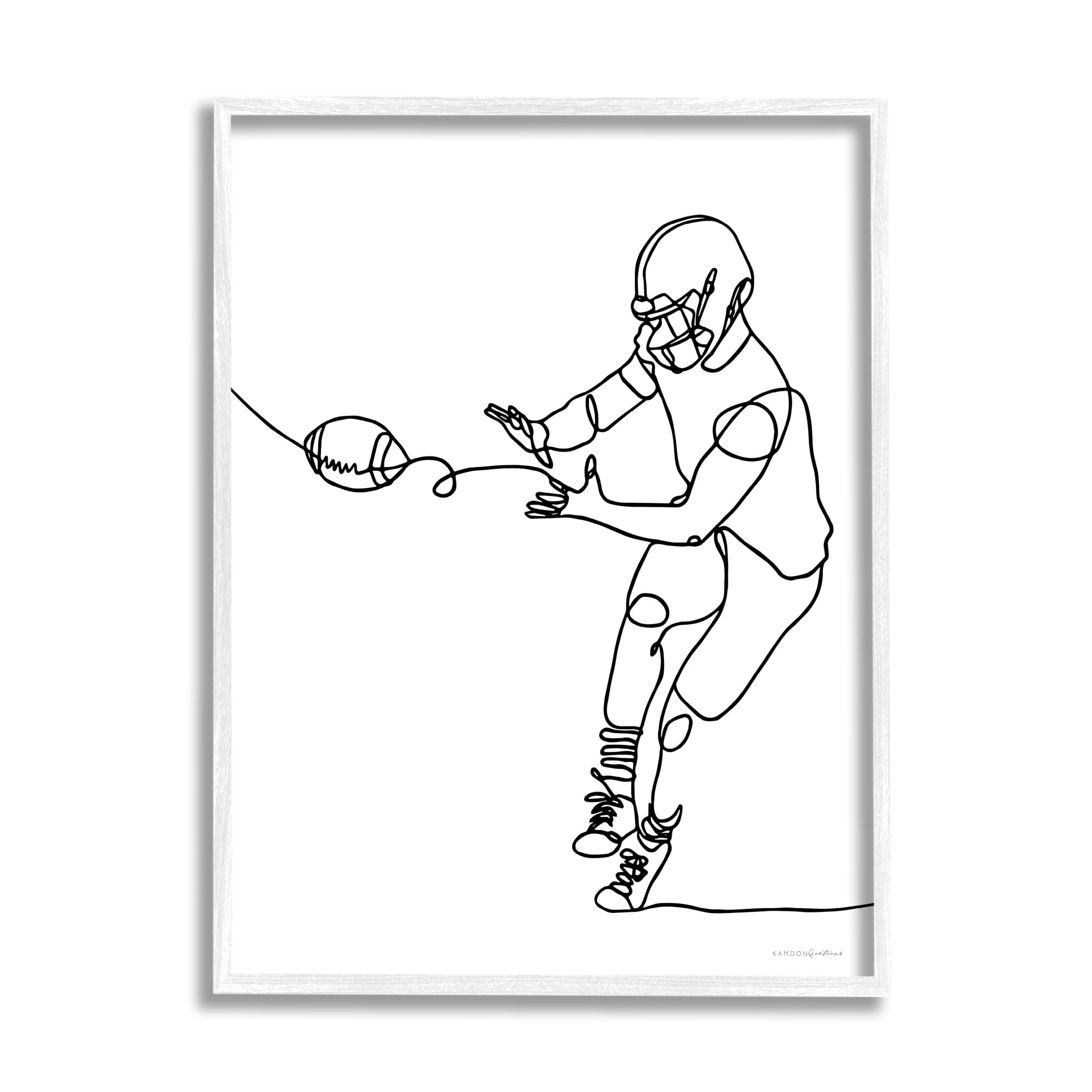 Stupell Industries Minimal Line Doodle Catching Playing Football , 11 x 14, Design by Kamdon Kreations