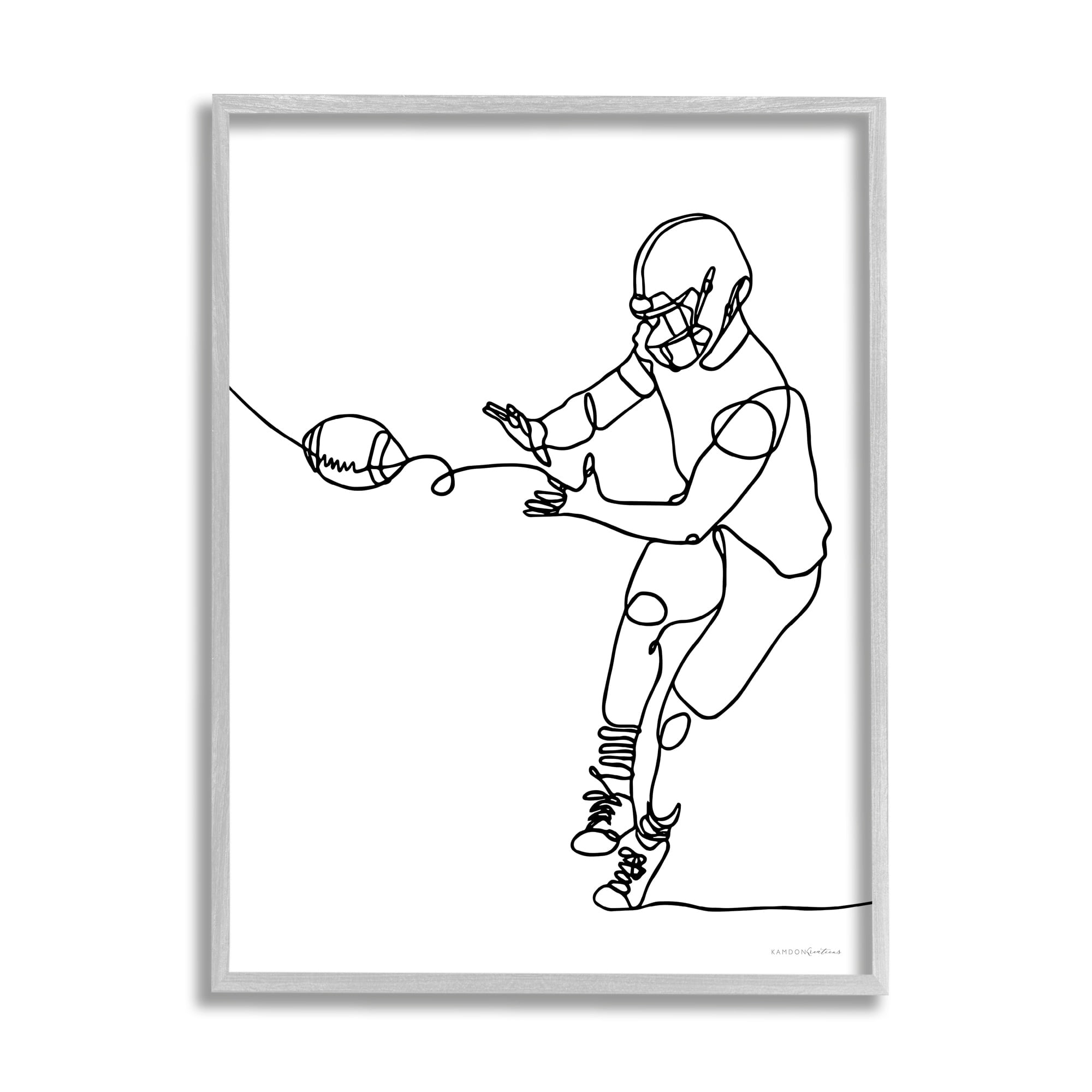 Stupell Industries Minimal Line Doodle Catching Playing Football , 16 x 20, Design by Kamdon Kreations