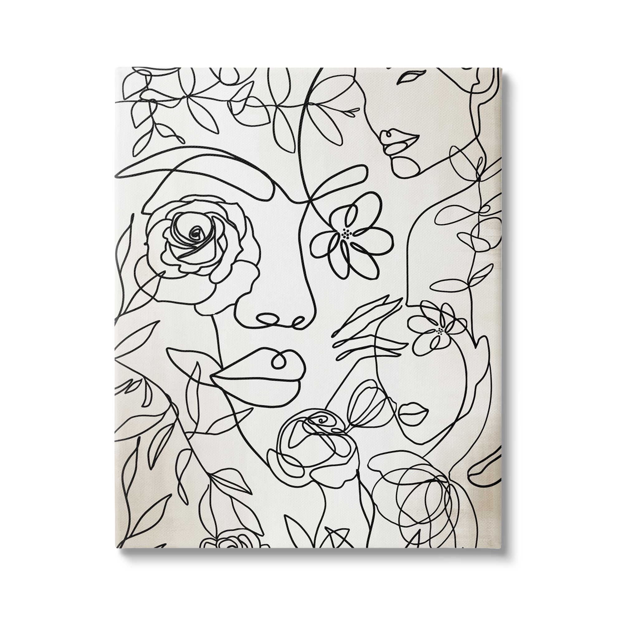 Stupell Industries Minimal Line Drawing Floral Blossoms Botanical People Faces Canvas Wall Art, 30 x 40, Design by Jadei Graphics