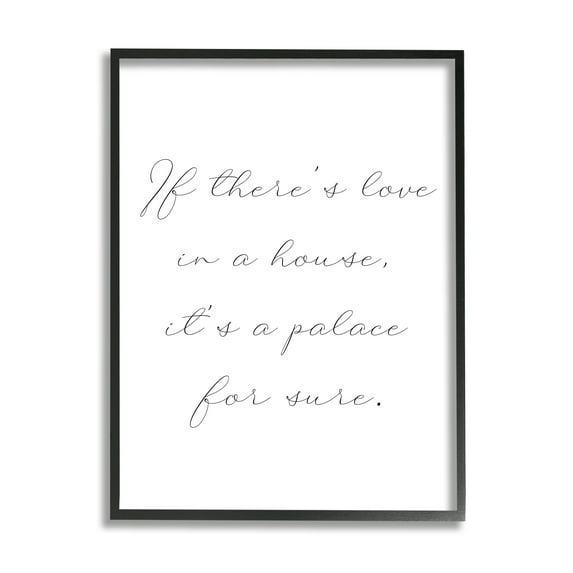Stupell Industries Minimal Love In A House Inspirational Painting Black Framed Art Print Wall Art, 24 x 30