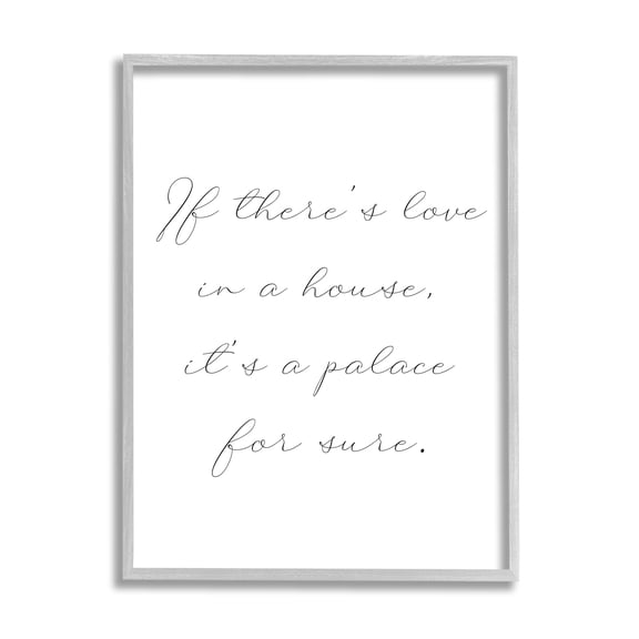 Stupell Industries Minimal Love In A House Inspirational Painting Gray Framed Art Print Wall Art, 11 x 14
