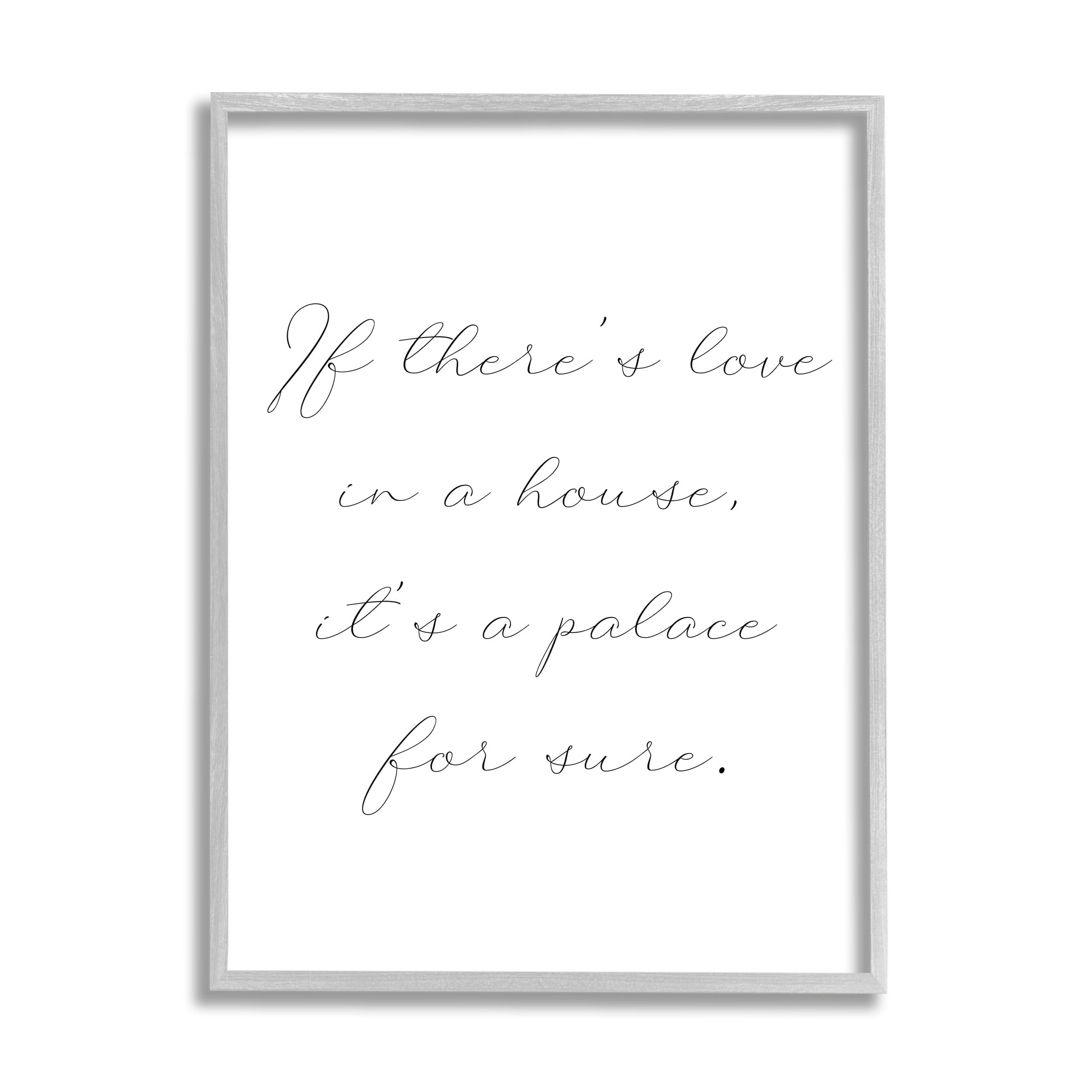 Stupell Industries Minimal Love In A House Inspirational Painting Gray Framed Art Print Wall Art, 24 x 30