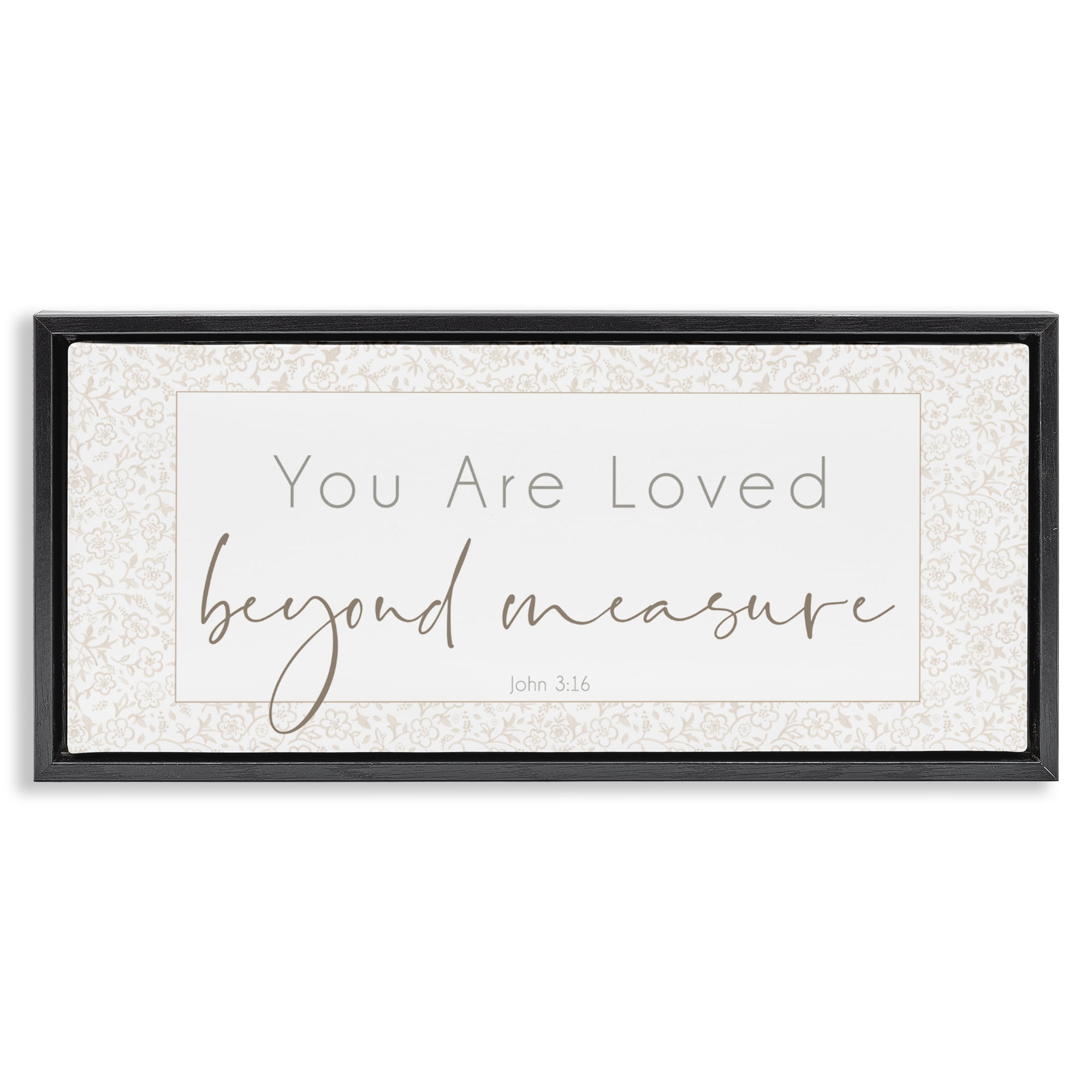 Stupell Industries Minimal Loved Beyond Measure Black Framed Floater Canvas Wall Art, design by Janice Gaynor