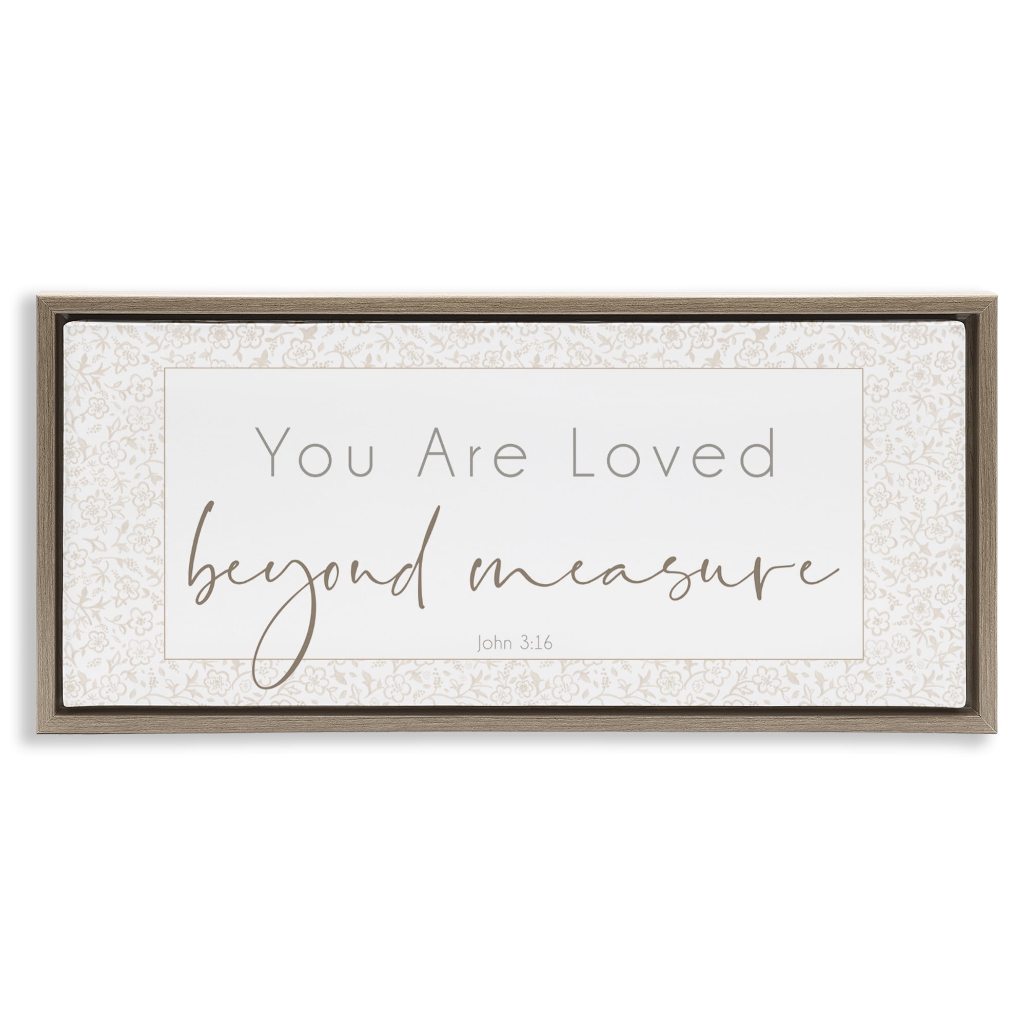 Stupell Industries Minimal Loved Beyond Measure Brown Framed Floater Canvas Wall Art, design by Janice Gaynor