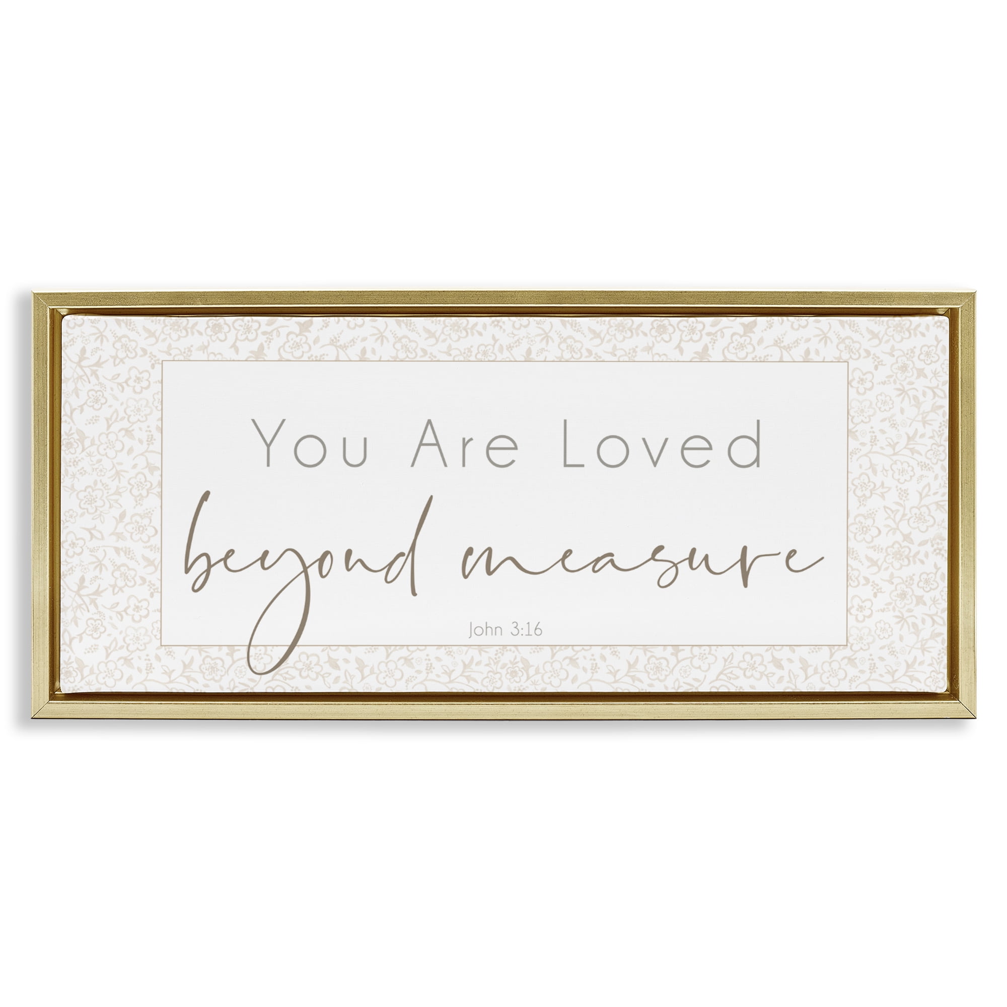 Stupell Industries Minimal Loved Beyond Measure Gold Framed Floater Canvas Wall Art, design by Janice Gaynor
