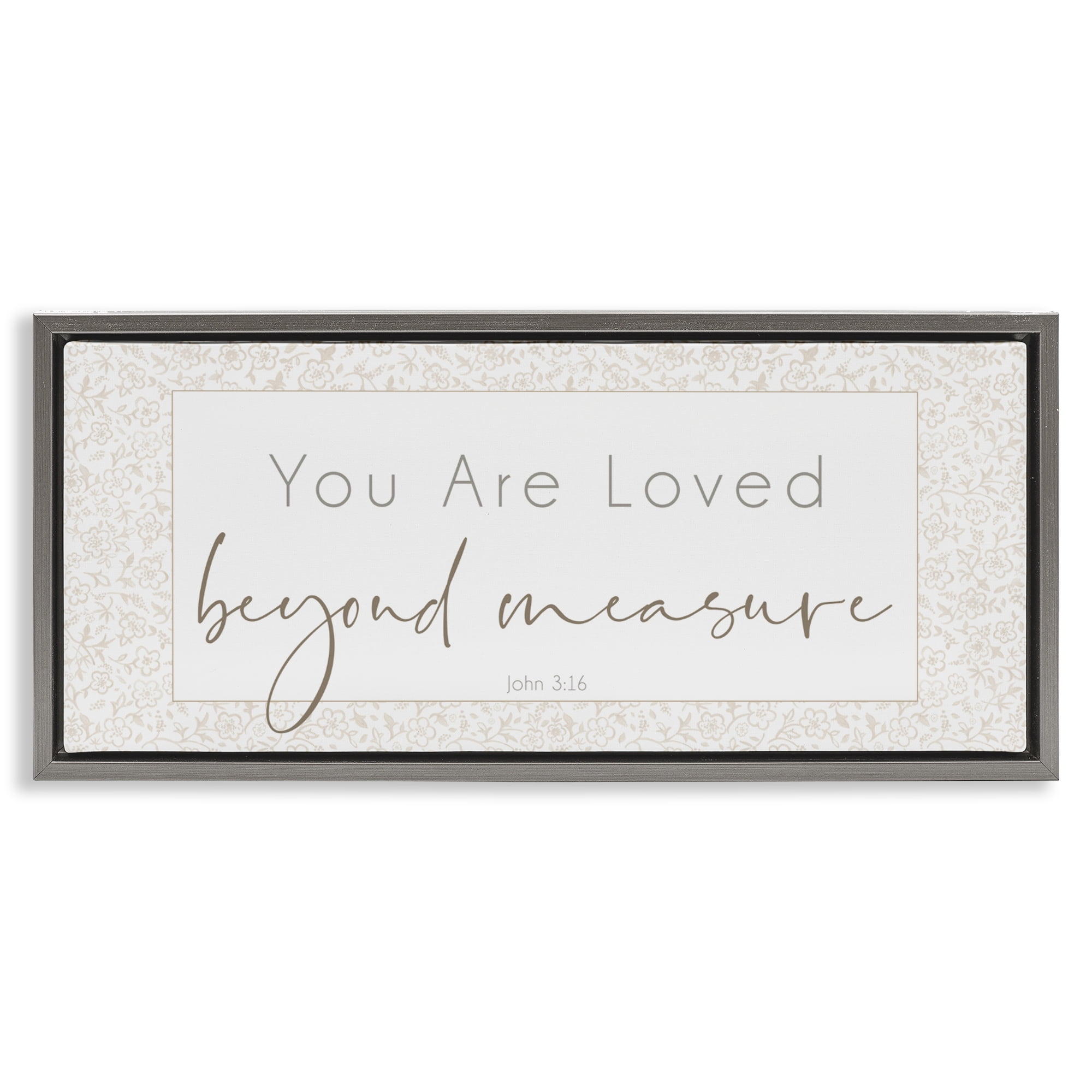 Stupell Industries Minimal Loved Beyond Measure Gray Framed Floater Canvas Wall Art, design by Janice Gaynor