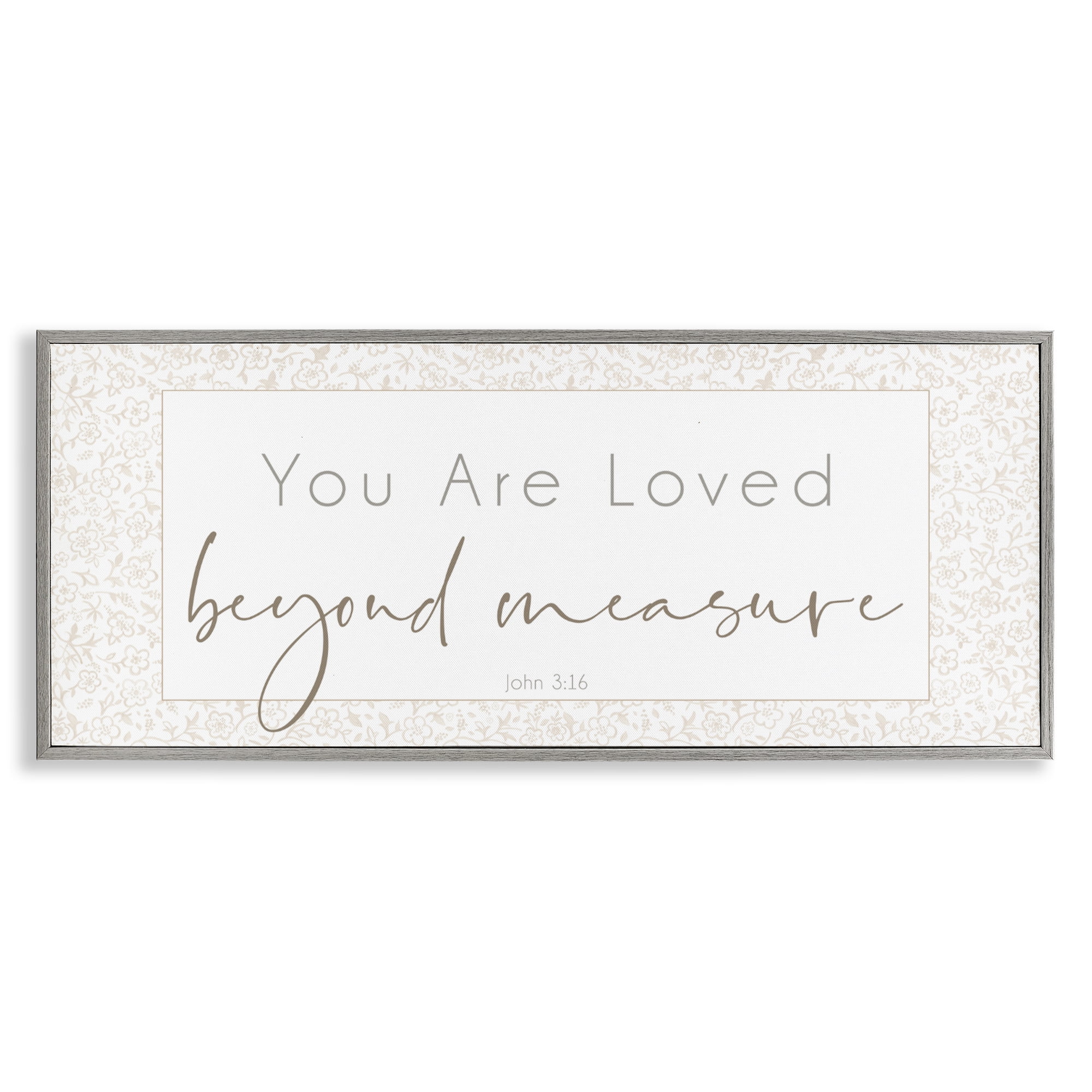 Stupell Industries Minimal Loved Beyond Measure Gray Framed Giclee Art, design by Janice Gaynor